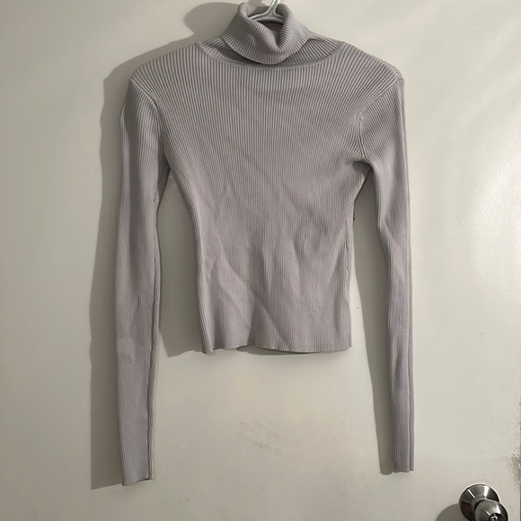 Grey ribbed turtle neck long sleeve - Picture 1 of 1